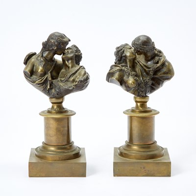 Lot 172 - Pair of Patinated Bronze Busts: Le Baiser Donné