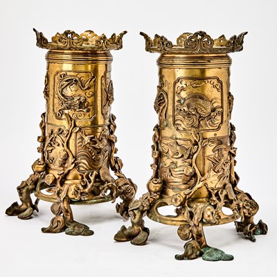 Lot 613 - Pair of Chinese Bronze Stands