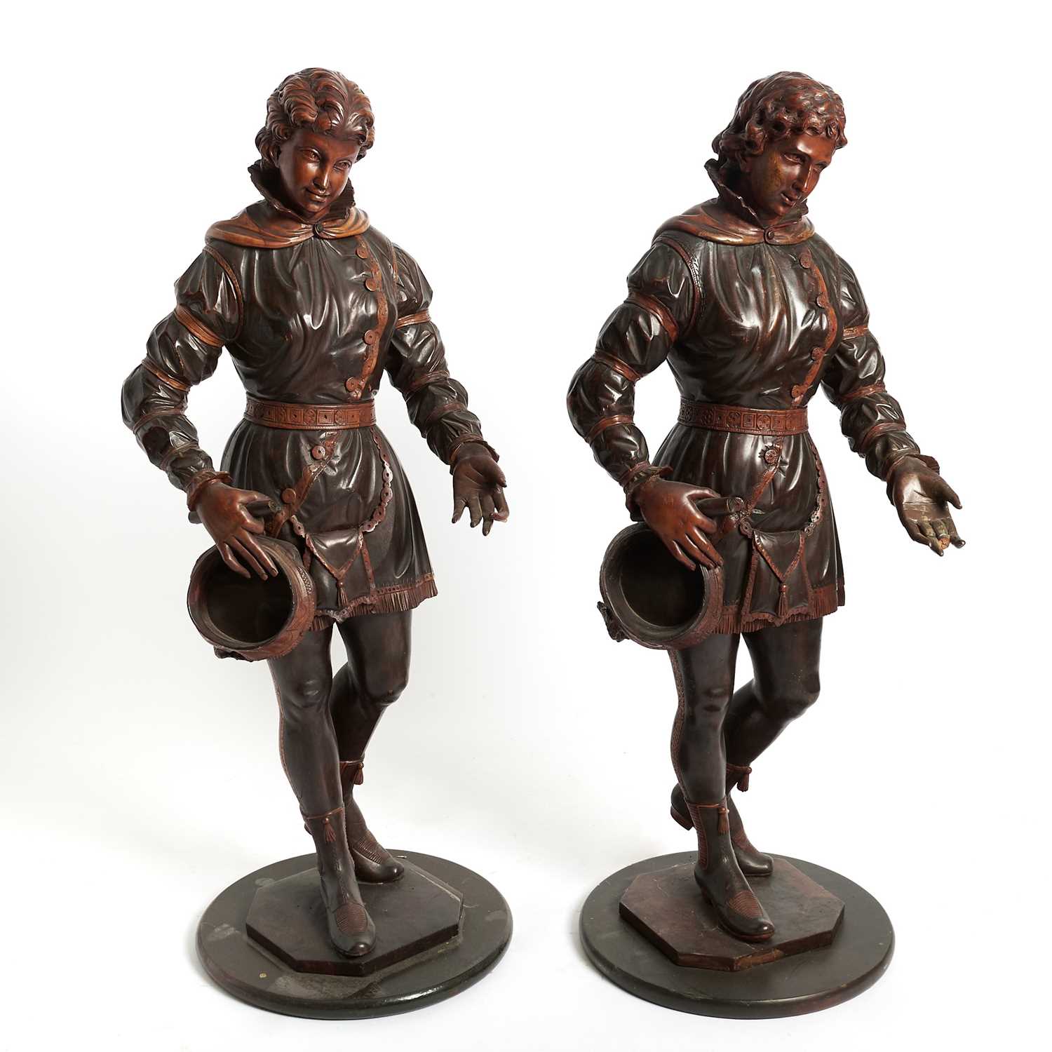 Lot 729 - Pair of Italian Carved Wood Figures