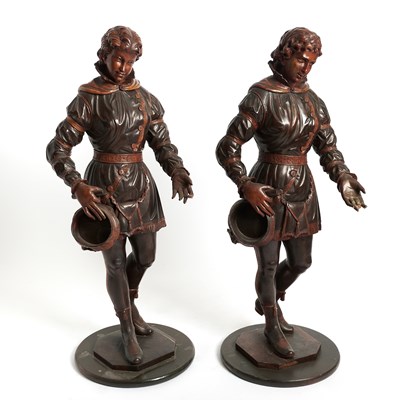 Lot Pair of Italian Carved Wood Figures