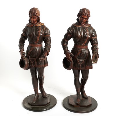 Lot 729 - Pair of Italian Carved Wood Figures