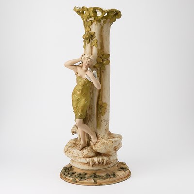 Lot 675 - Monumental Royal Dux Porcelain Figural Vase