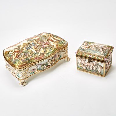 Lot 193 - Two Capodimonte Style Porcelain Caskets