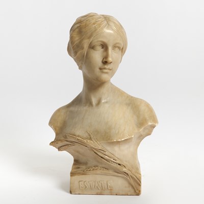 Lot 670 - Italian Carved Alabaster Bust of Woman
