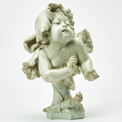 Lot 186 - French Gray-Painted Terracotta Bust of Cupid