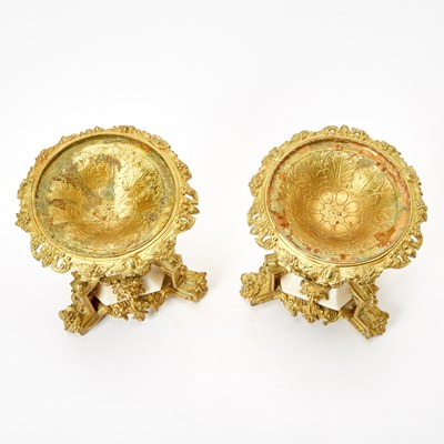 Lot 109 - Pair of Louis XVI Style Gilt-Bronze and White Marble Tazzae