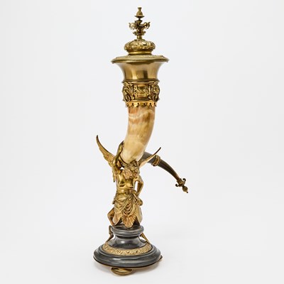 Lot 696 - German Gilt-Bronze and Horn Cornucopia