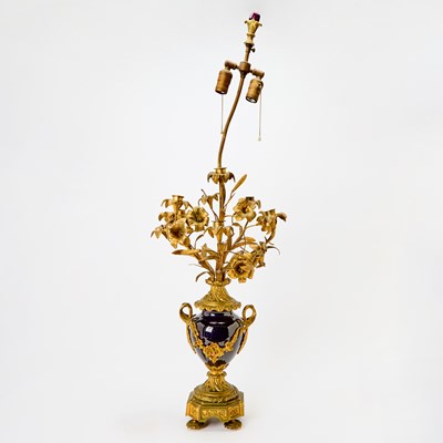 Lot 169 - Sevres Style Gilt-Bronze-Mounted Porcelain Six-Light Candelabrum Mounted as a Lamp