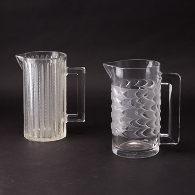 Lot 755 - Two R. Lalique Molded Glass "Bahia" and "Jaffa" Pitchers