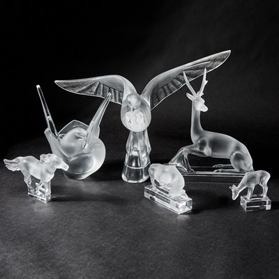 Lot 764 - Six Lalique Molded Colorless Glass Models of Animals