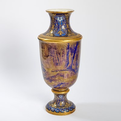 Lot 528 - Large French Gilt-Heightened 'Bleu Nouveau' Porcelain Vase