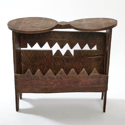 Lot 257 - Nupe Twin Lobe Wood Stool / Table