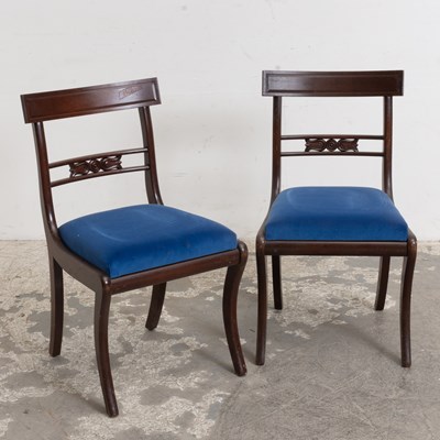 Lot 223 - Pair of Regency Style Mahogany Upholstered Side Chairs