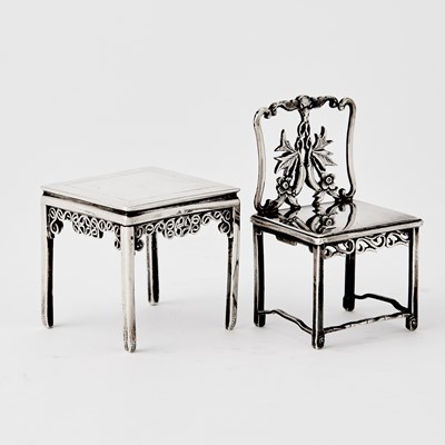 Lot 65 - Two Chinese Export Miniature Silver Articles