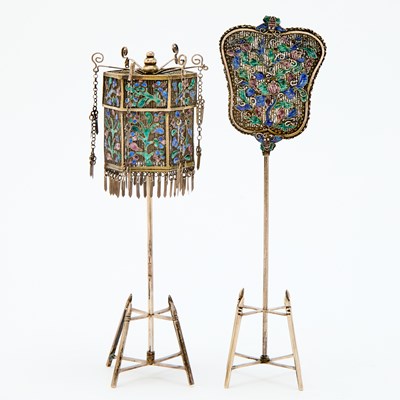 Lot 69 - Two Rare Chinese Enameled Silver Miniature Articles