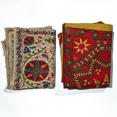 Lot 260 - Two Uzbek Suzani Embroidered Textiles