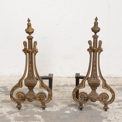 Lot 245 - Pair of Bronze Andirons
