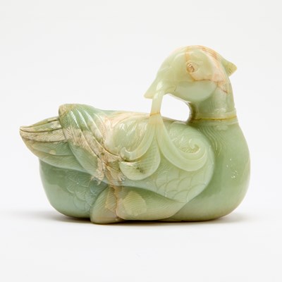 Lot 496 - A Large Chinese Celadon Jade Figure of a Duck