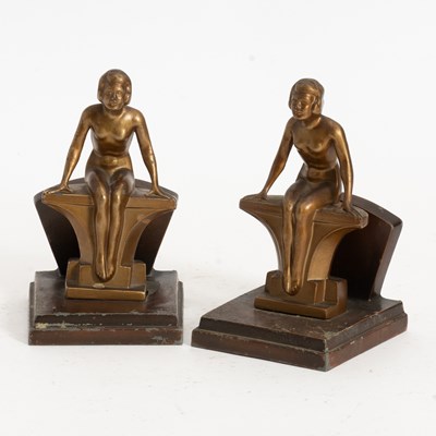 Lot 253 - Pair of Art Deco Style Figural Metal Bookends