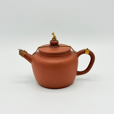 Lot 236 - Staffordshire Redware Gilt-Metal Mounted Teapot