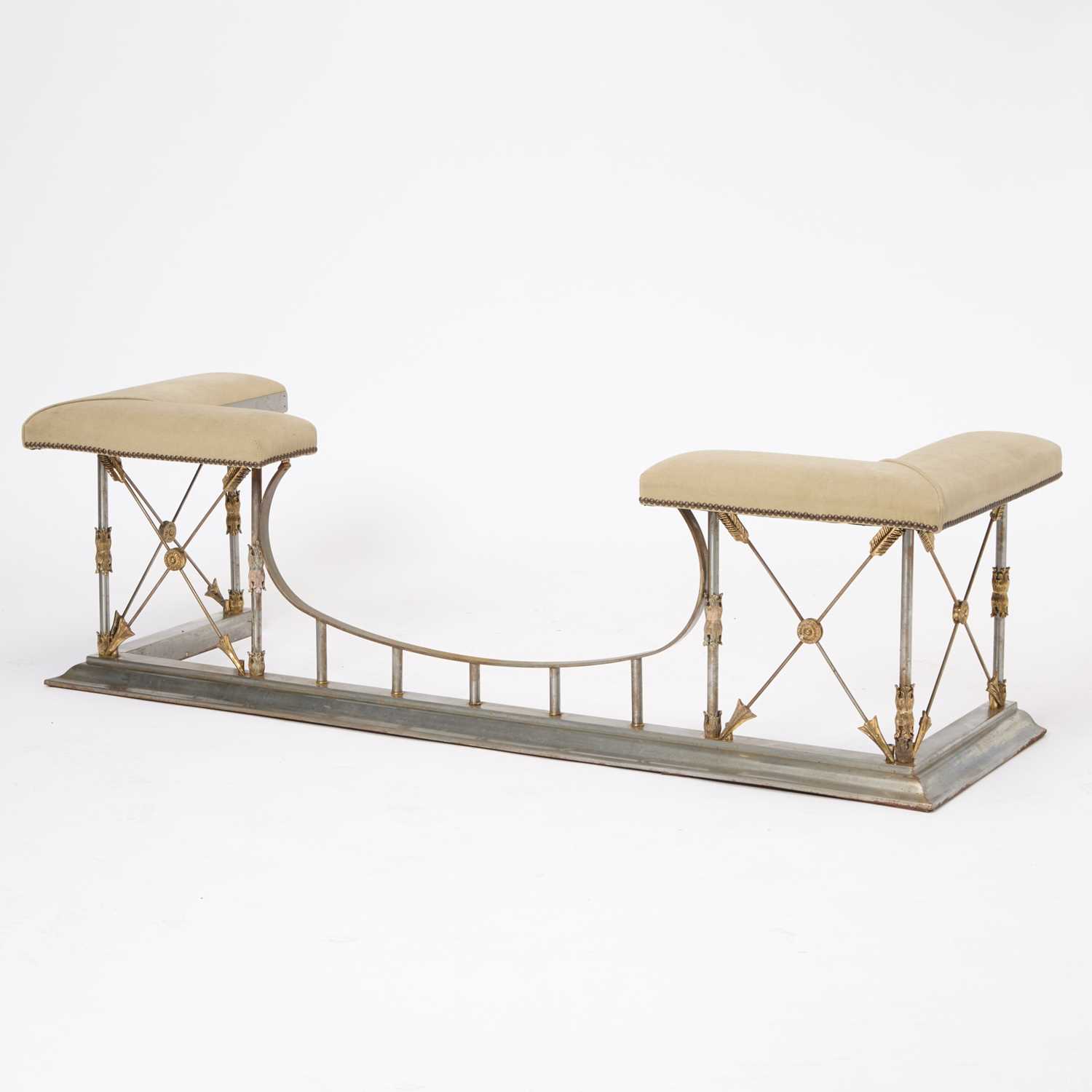 Lot 691 - Brass and Steel Fireplace Club Fender
