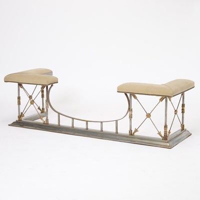 Lot 691 - Brass and Steel Fireplace Club Fender