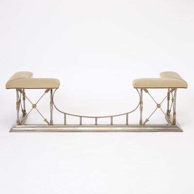 Lot 691 - Brass and Steel Fireplace Club Fender