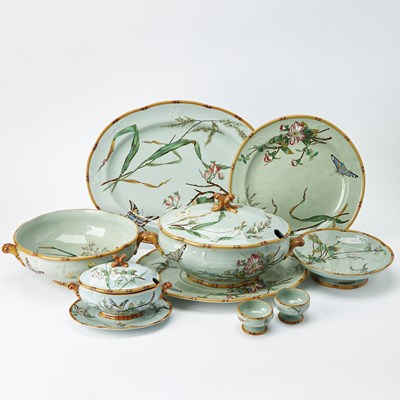 Lot 657 - Minton Porcelain Aesthetic Movement Bamboo Dinner Service