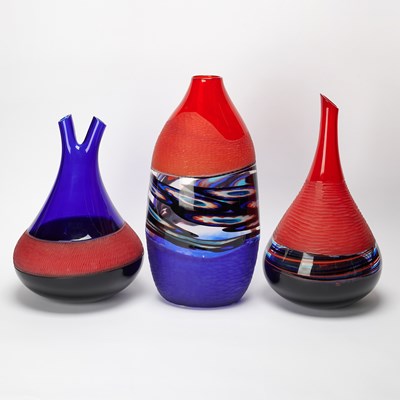 Lot 906 - Three Murano Blown Glass Incalmo and Battuto Vases