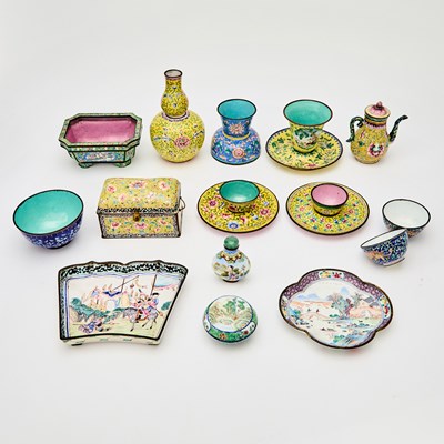 Lot 80 - A Group of Fourteen Chinese Canton Enamel Articles