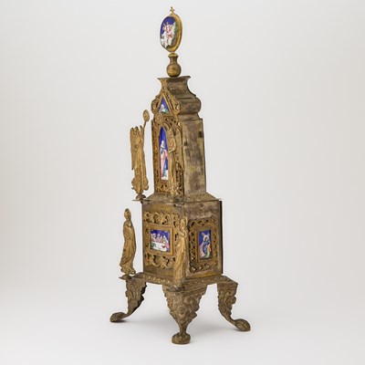 Lot 1047 - Russian Enamel Mounted Brass and White Metal Tabernacle