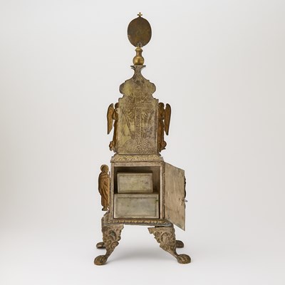 Lot 1047 - Russian Enamel Mounted Brass and White Metal Tabernacle