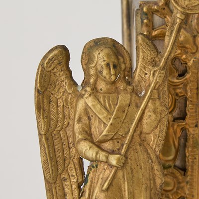 Lot 1047 - Russian Enamel Mounted Brass and White Metal Tabernacle