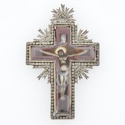 Lot 252 - Russian Silver, White Metal and Enamel Cross