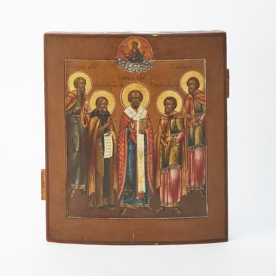 Lot 1033 - Russian Icon of Five Saints