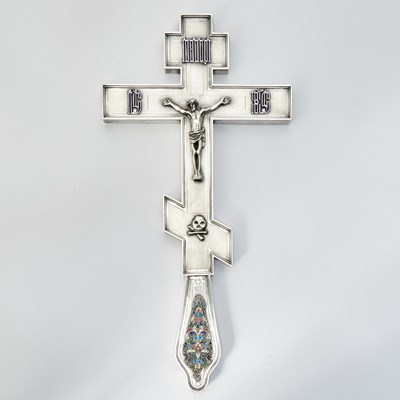 Lot 247 - Russian Silver and Cloisonné Enamel Cross