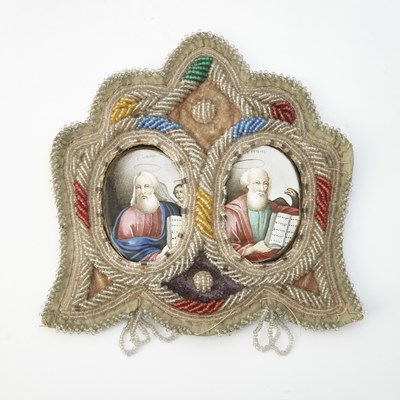 Lot 1026 - Two Russian Enamel Icons of the Evangelists Matthew and John