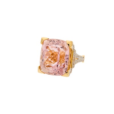 Lot 2244 - Two-Color Gold, Kunzite and Diamond Eiffel Tower Ring
