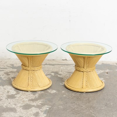 Lot 359 - Pair of Bamboo and Glass Side Tables