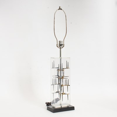 Lot 46 - Mid-Century Laurel Brutalist Nail and Lucite Table Lamp