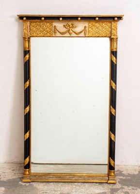 Lot 336 - Neoclassical Style Painted and Parcel-Gilt Mirror