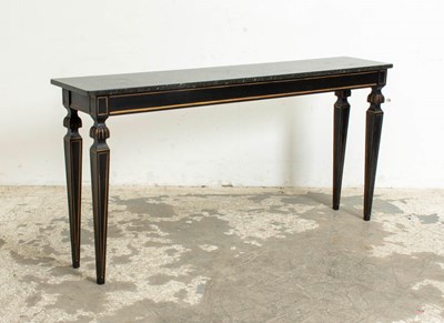Lot 270 - Neoclassical Style Parcel-Gilt Ebonized Console Table