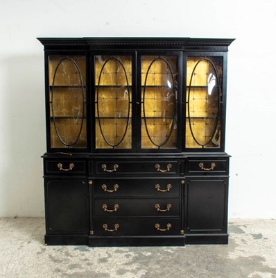 Lot 274 - George III Style Black Painted Breakfront Cabinet