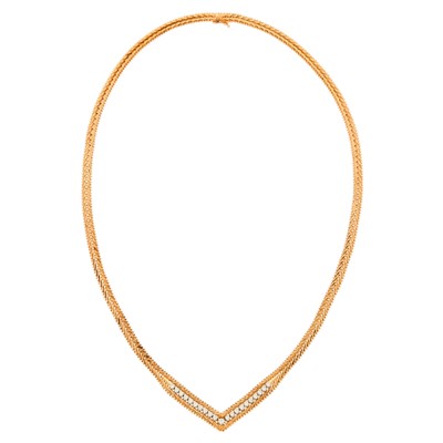 Lot 2214 - Gold and Diamond Necklace