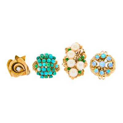 Lot 2266 - Four Gold, Gem-Set and Diamond Rings