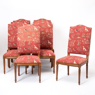 Lot 115 - Set of Eight Louis XVI Style Beech Dining Chairs