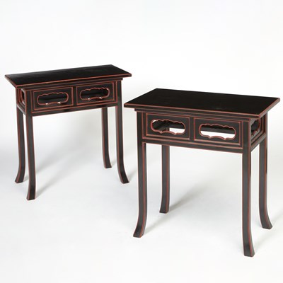 Lot 270 - Pair Chinese Style Lacquer Side Tables
