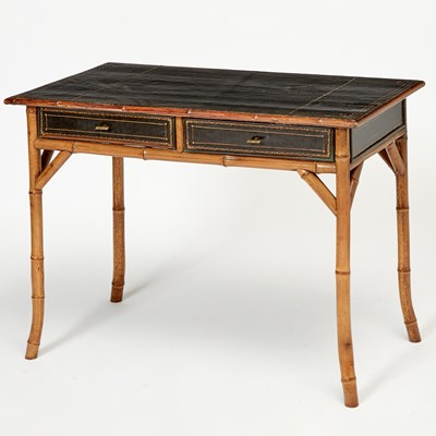 Lot 185 - Victorian Leather and Bamboo Writing Table