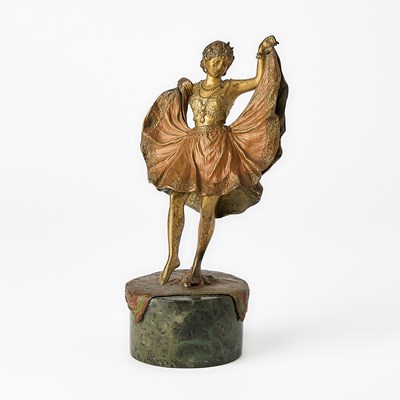 Lot 209 - Franz Xavier Bergman Vienna Cold-Painted Bronze Erotic Figure of a Dancer Entitled "Windy Day"