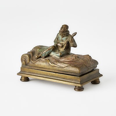 Lot 218 - Vienna Cold-Painted Bronze Metamorphic Erotic Group with Pierrot Playing a Mandolin